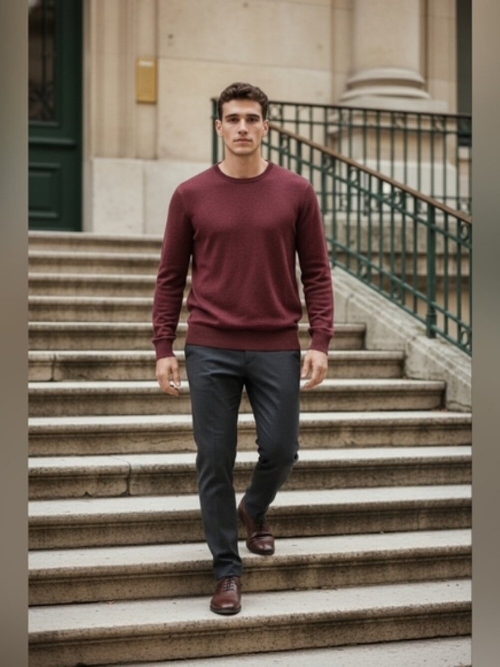 Bonobos SZ M Dark Red Merino Wool Pullover Crew Neck Sweater Long Sleeves